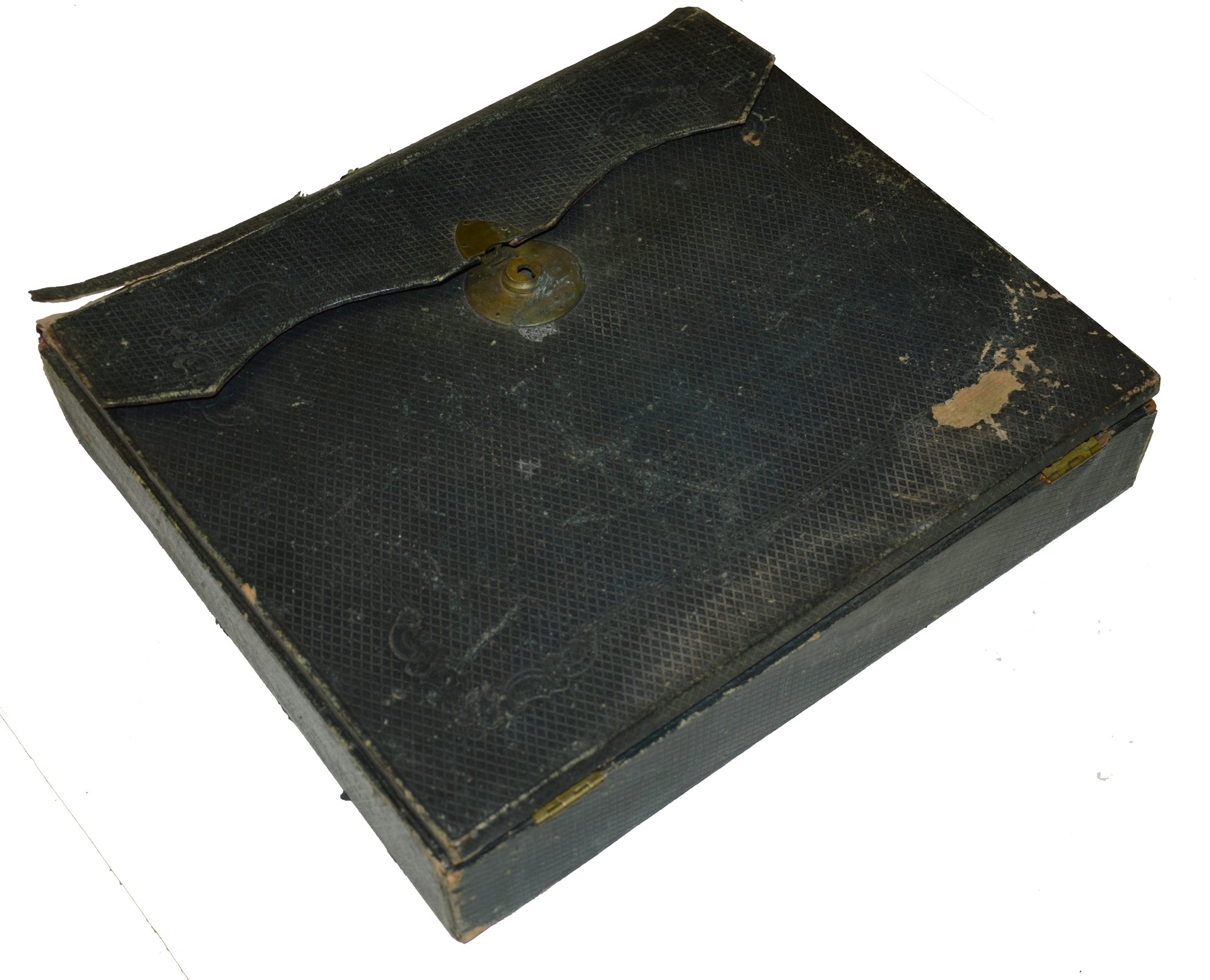 CIVIL WAR PORTABLE LEATHER COVERED WOOD FOLDING WRITING DESK