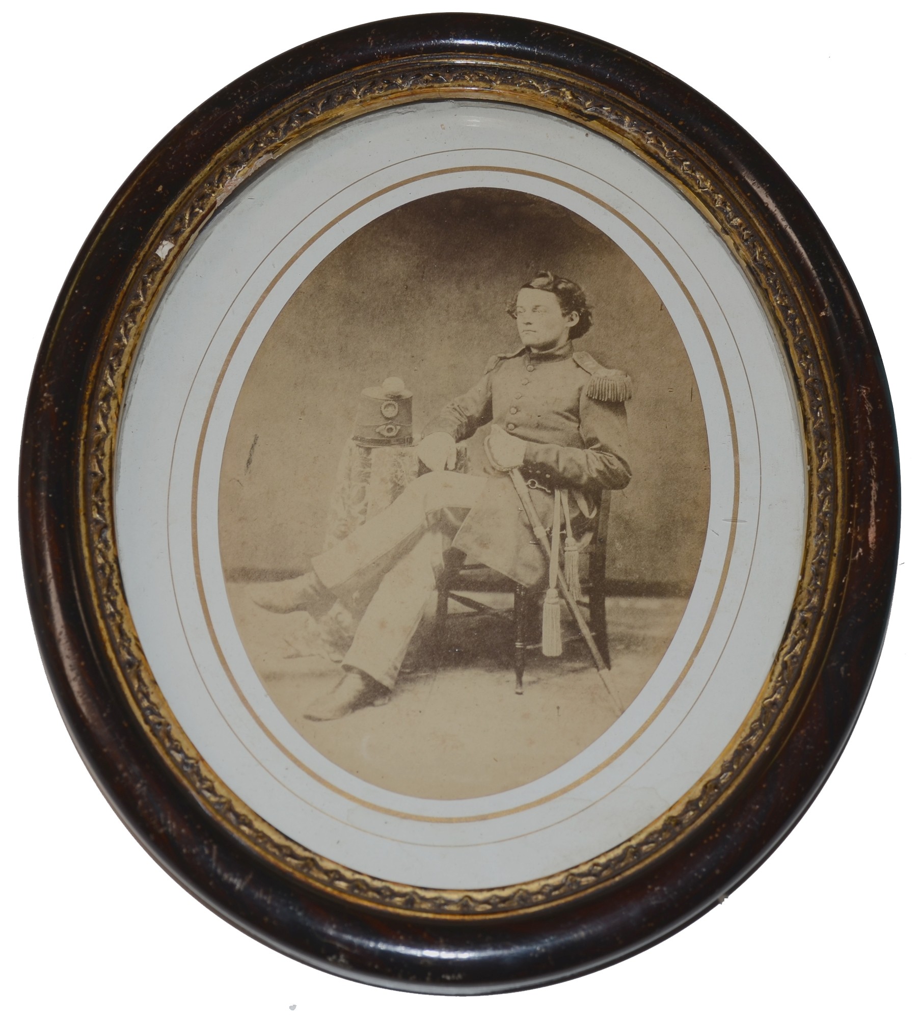 FRAMED PHOTOGRAPH OF CAPTAIN FRANK BUELL, 18th OHIO AND BATTERY C 1st WV LT. ARTILLERY, KILLED AT FREEMAN’S FORD 1862