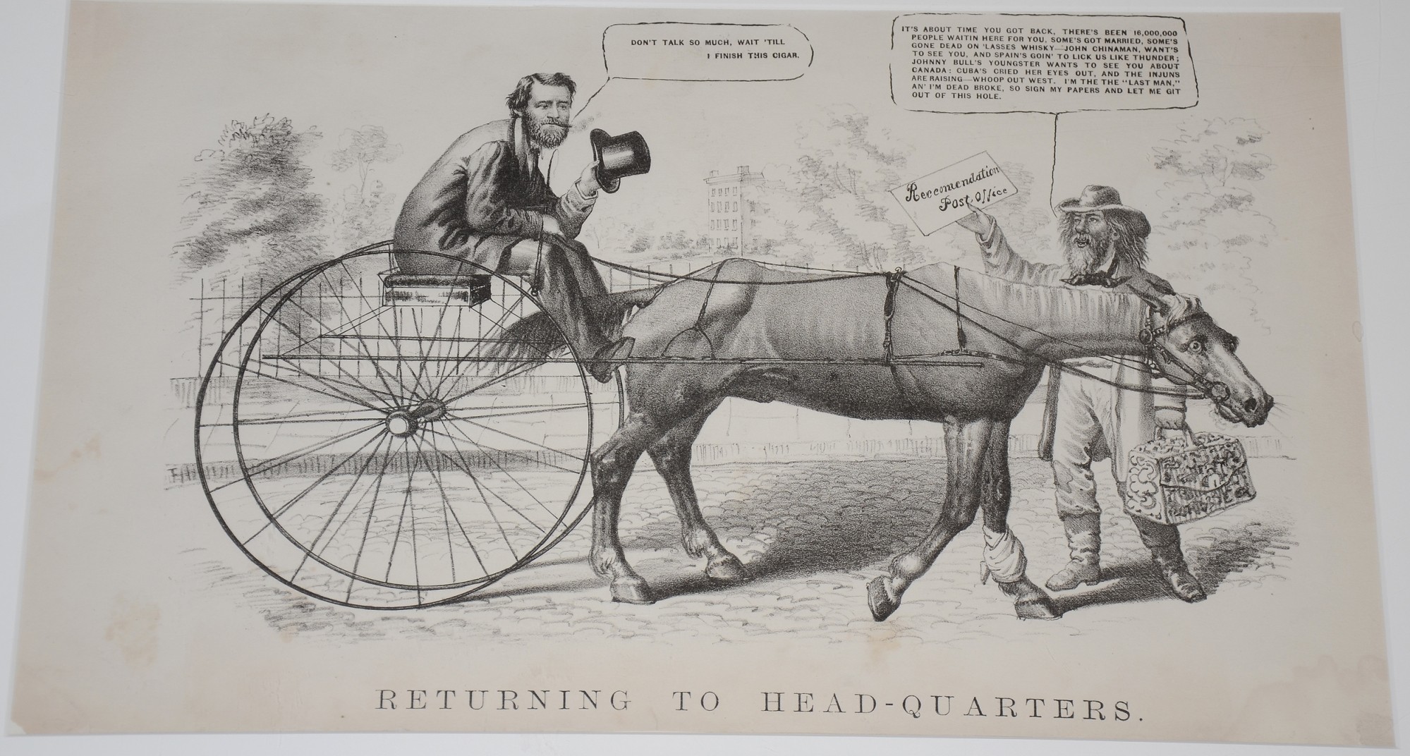 CARTOON LAMPOONING PRESIDENT GRANT Horse Soldier