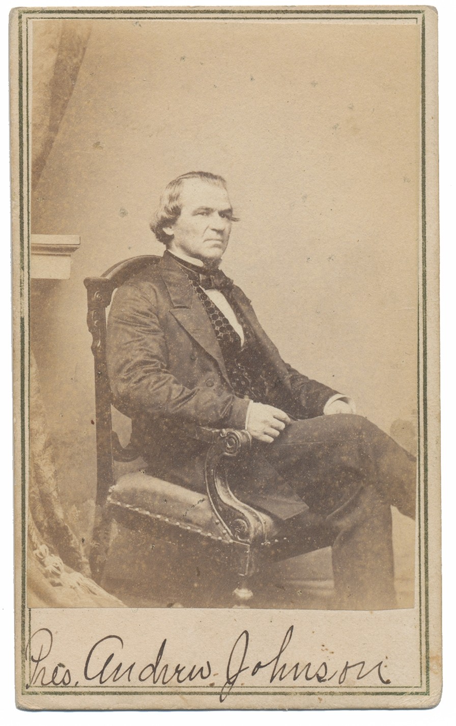 CDV SEATED VIEW OF PRESIDENT ANDREW JOHNSON BY ANTHONY