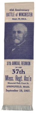 37TH MASSACHUSETTS REUNION RIBBON – 1907