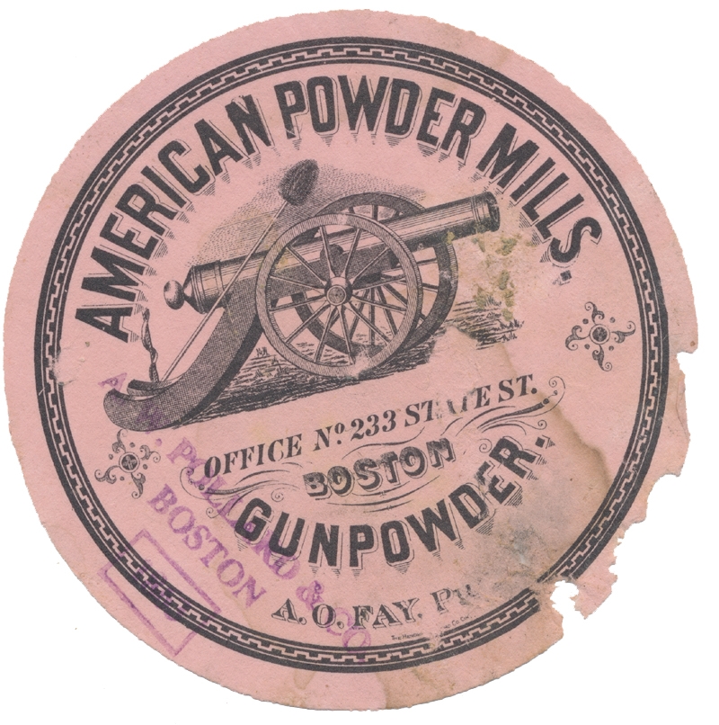 AMERICAN POWDER MILLS BOSTON CIRCULAR LABEL