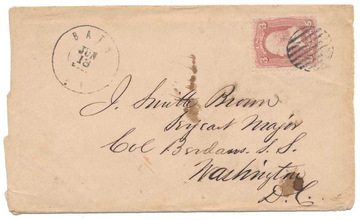LETTER COVER ADDRESSED TO SERGEANT MAJOR OF BERDAN’S SHARPSHOOTERS