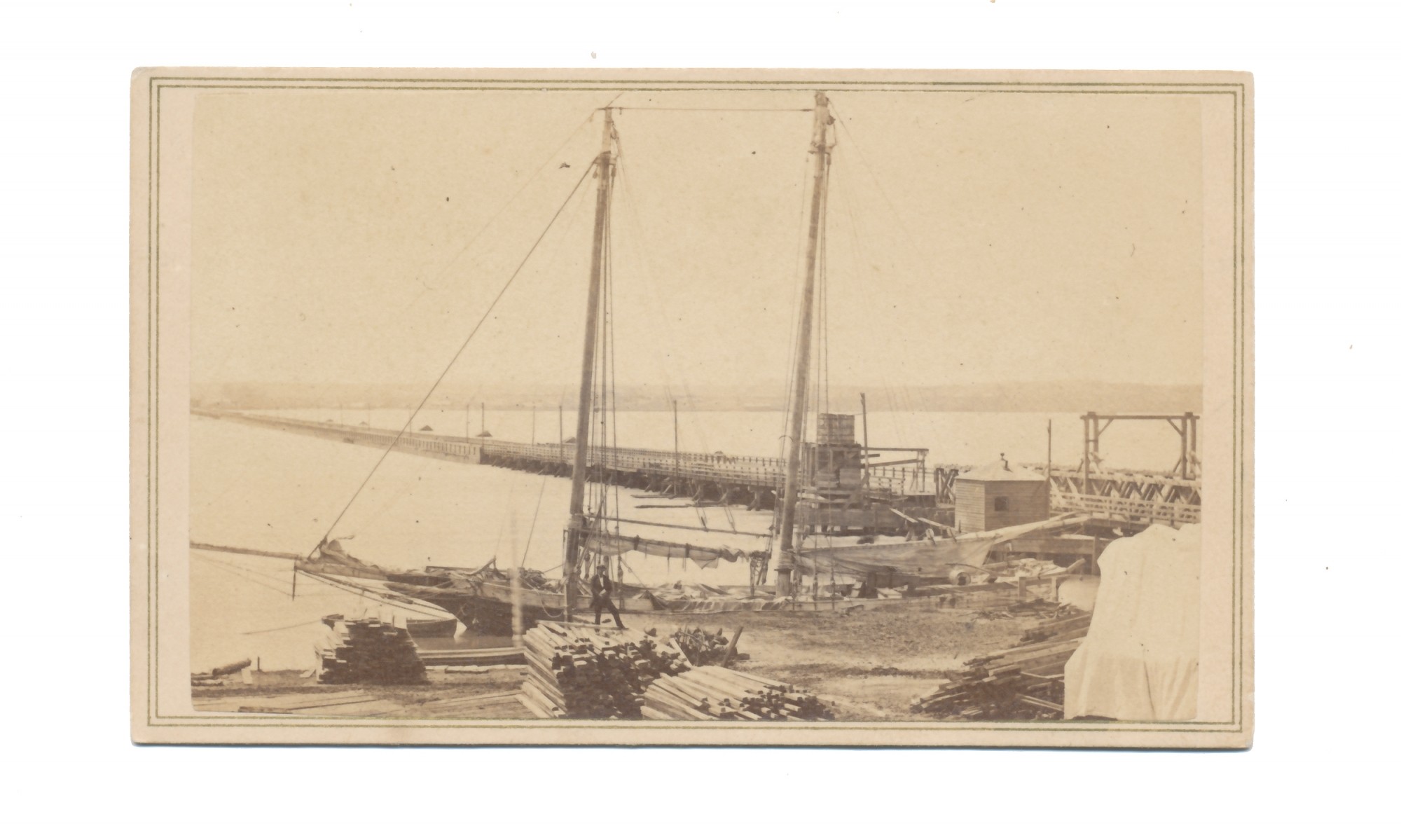 CDV VIEW OF LONG BRIDGE ACROSS THE POTOMAC BY BRADY