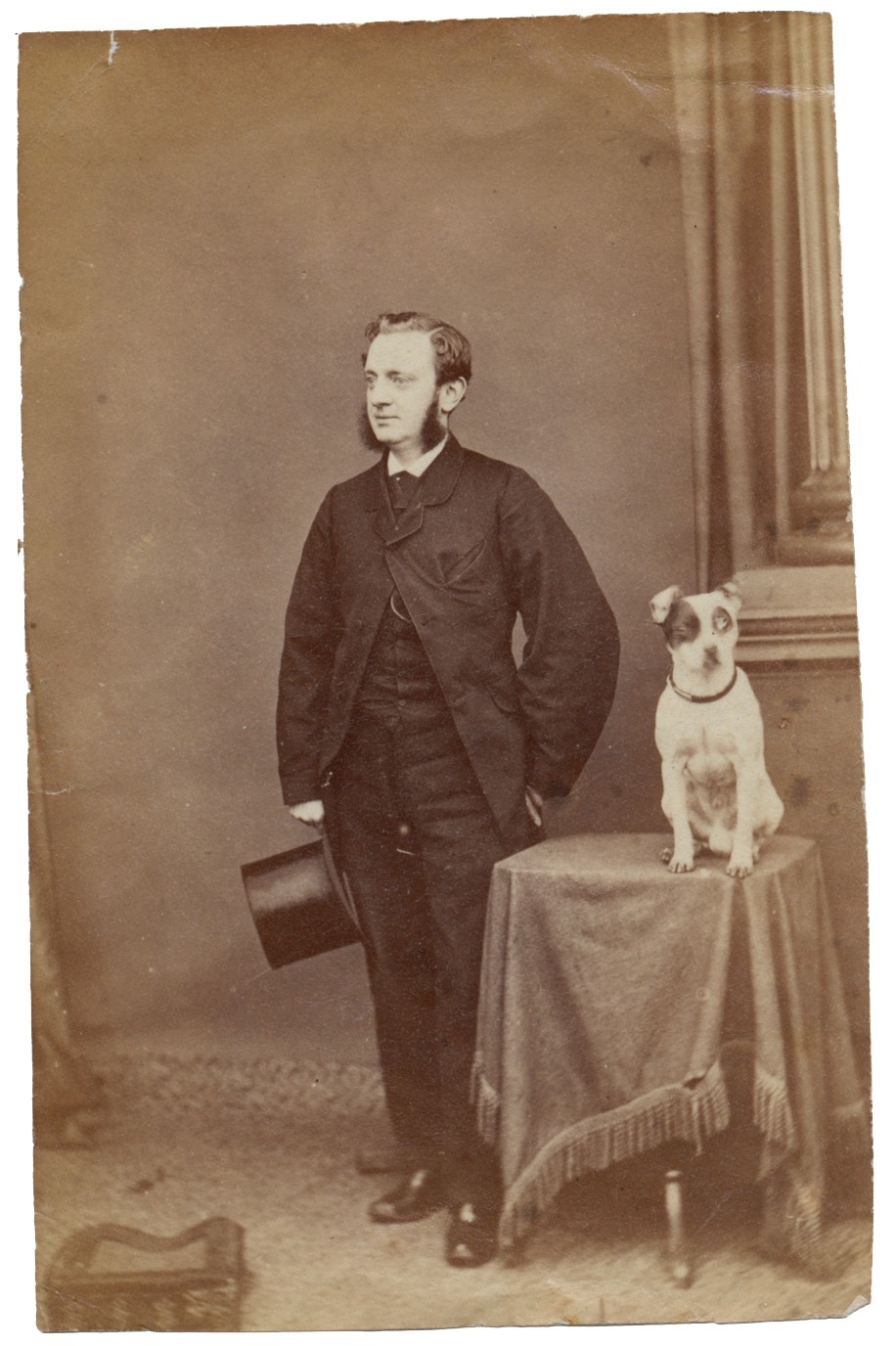 UNMOUNTED IMAGE OF A MAN WITH A DOG