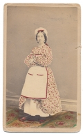 FULL STANDING CDV OF A WOMAN IN A HAND COLORED DRESS - BUFFALO, NEW YORK