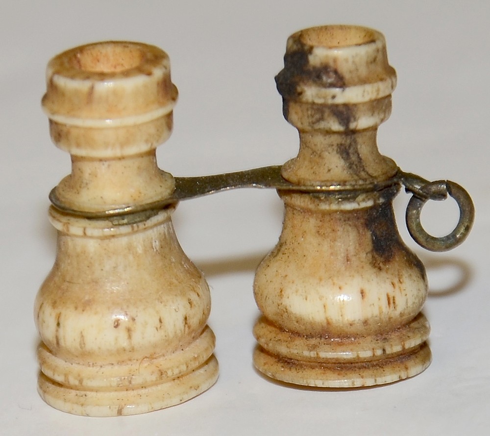 CIVIL WAR ERA CARVED IVORY BINOCULARS
