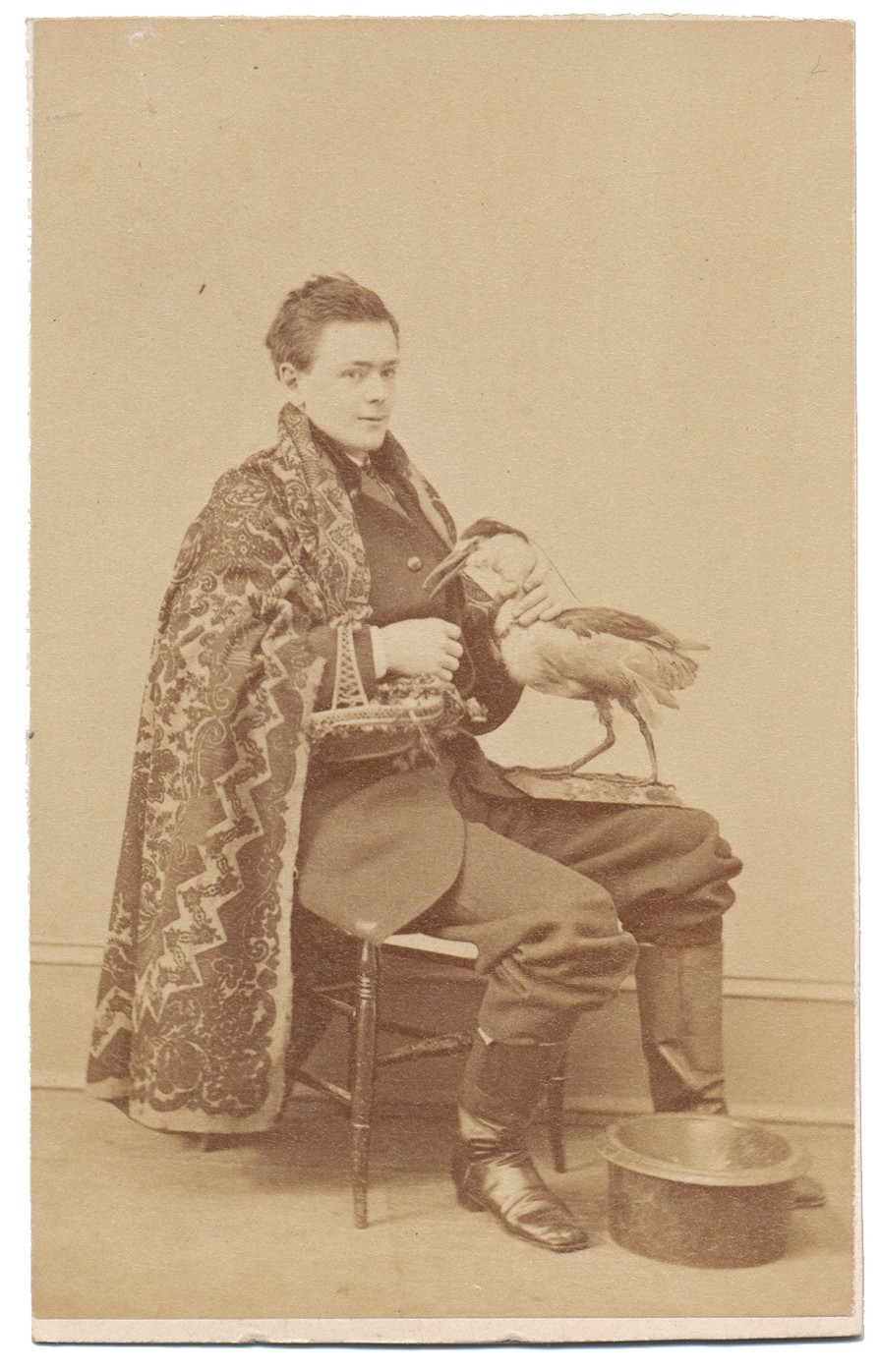 CDV OF A MAN WITH A MOUNTED BIRD
