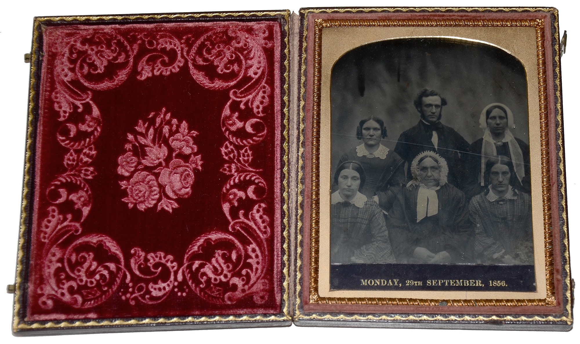 QUARTER PLATE AMBROTYPE OF FAMILY, DATED 1856