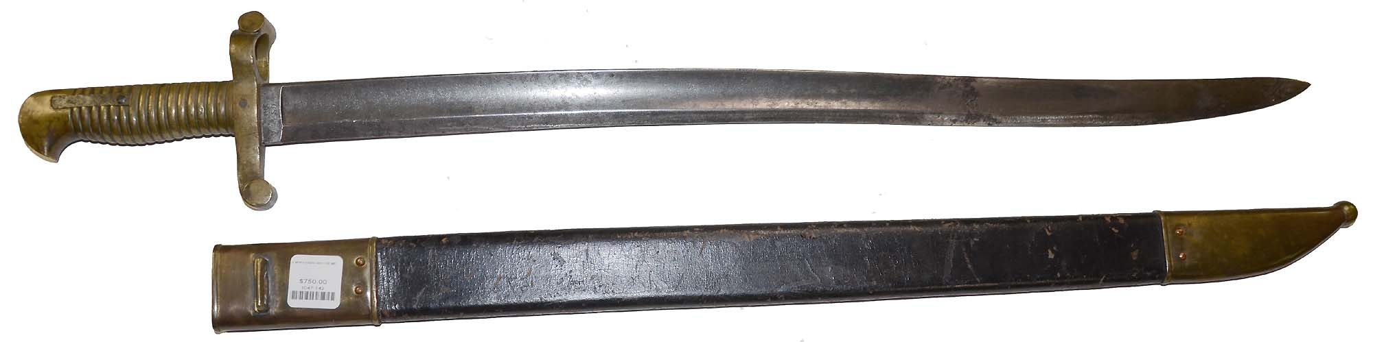 US M1855 SABER BAYONET W/ SCABBARD, FOR M1841 “MISSISSIPPI RIFLE