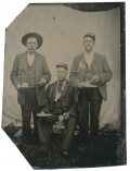 1/8TH TINTYPE PLATE - UNIDENTIFIED GAR REUNION TRIO, CIRCA MID-TO-LATE 1890’S