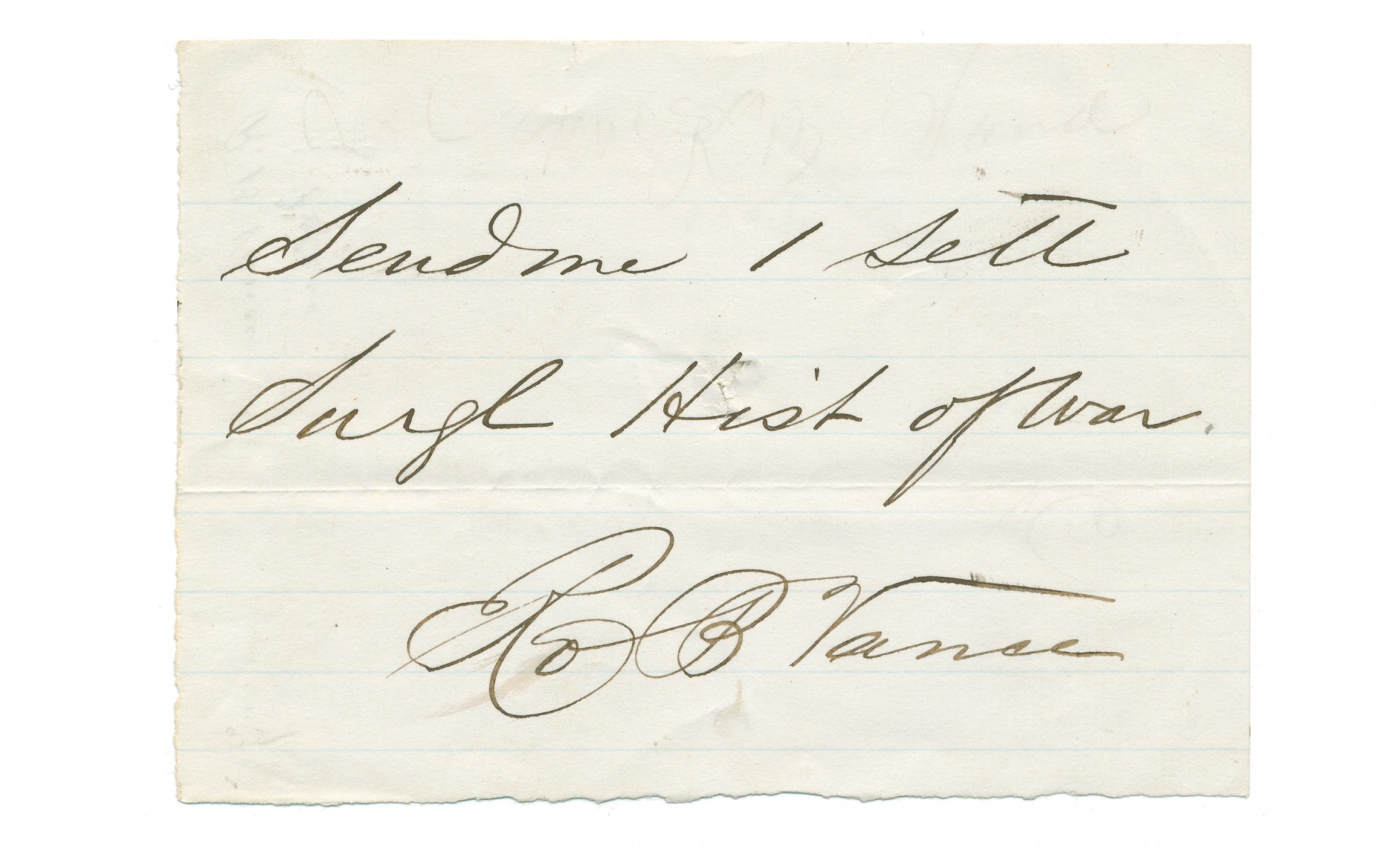 CONFEDERATE AUTOGRAPH / NOTE — GENERAL ROBERT BROOKE VANCE