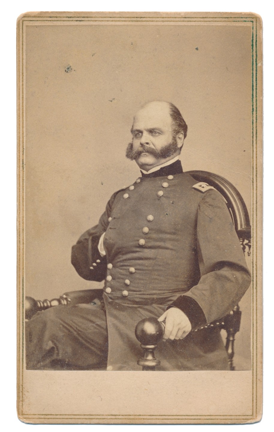 CDV THREE QUARTER SEATED VIEW OF MAJOR GENERAL AMBROSE BURNSIDE