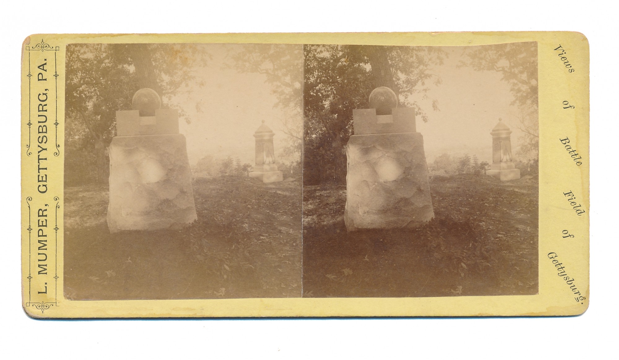 L. MUMPER STEREO CARD – GETTYSBURG MONUMENTS INFANTRY BY TIPTON
