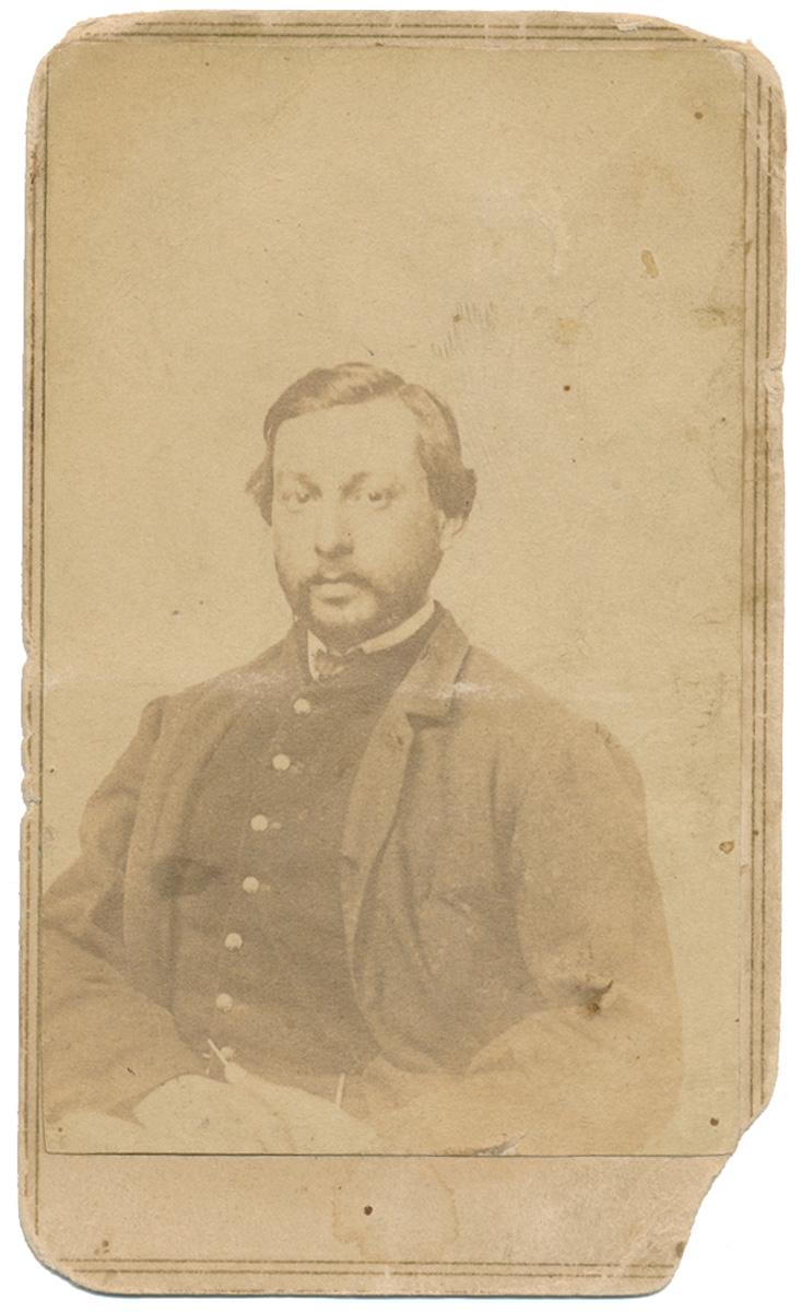 WAIST-UP SEATED VIEW OF 15TH PENNSYLVANIA CAVALRY MAJOR KILLED AT MURFREESBORO