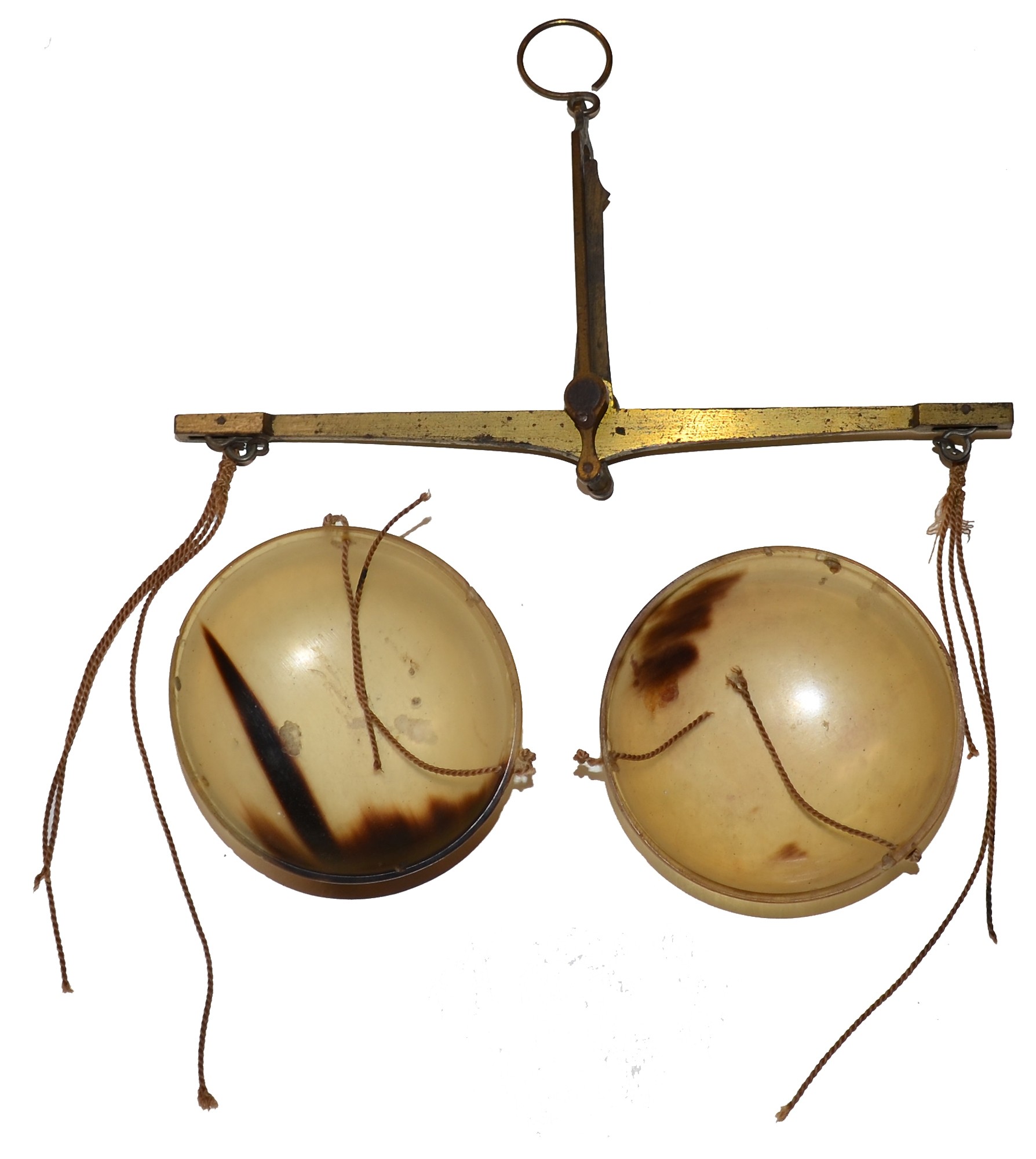 HANGING BRASS SCALES WITH TORTOISE SHELL PANS