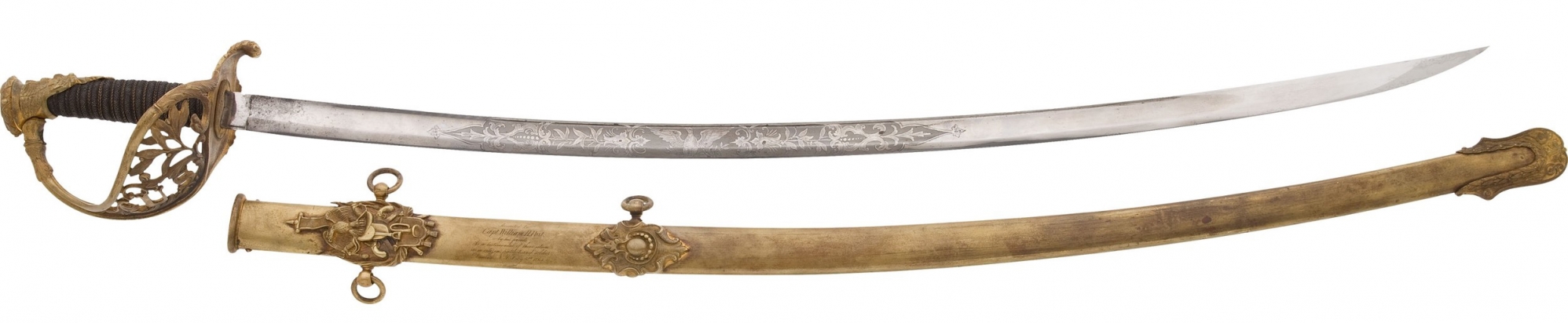MAGNIFICENT AND HISTORIC CIVIL WAR PRESENTATION CAVALRY OFFICER’S SABER, IDENTIFIED TO CAPTAIN WILLIAM H. POST, 72ND NEW YORK VOLUNTEERS; ONE OF TWO EXAMPLES KNOWN WITH THE OTHER BELONGING TO MAJ. GEN. JUDSON KILPATRICK