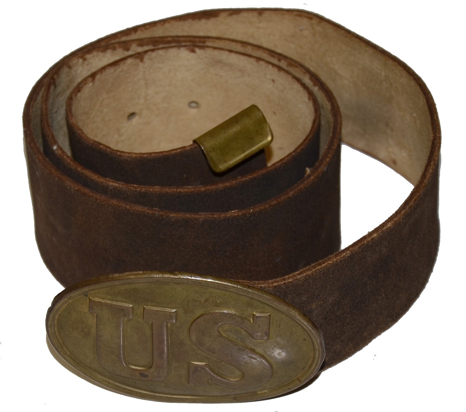 EXCELLENT CIVIL WAR BUFF U.S. INFANTRY BELT AND OVAL US PLATE