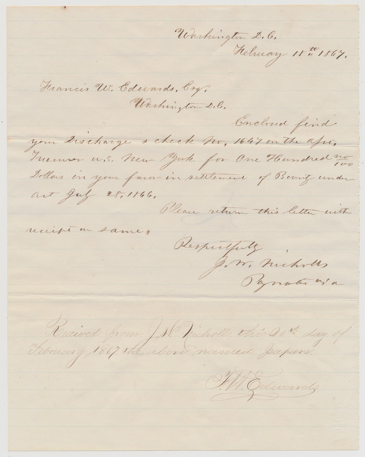 1867 BOUNTY DOCUMENT