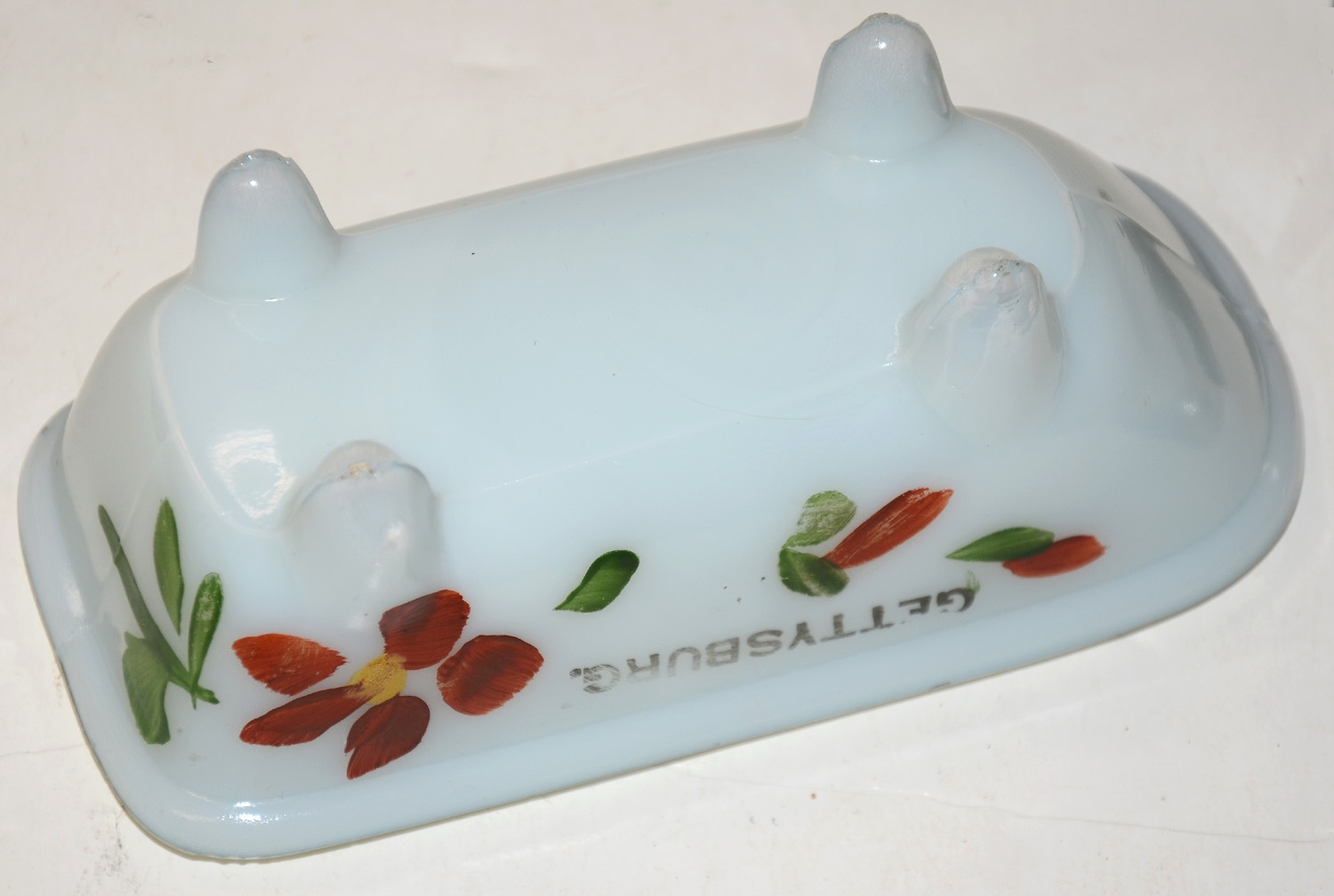 GETTYSBURG SOUVENIR MILK GLASS TUB — Horse Soldier