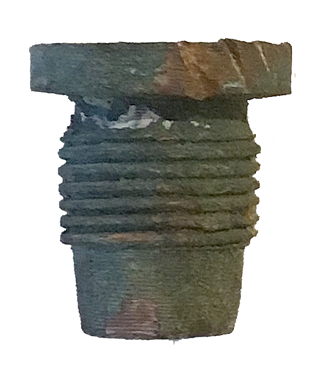 CONFEDERATE TIME FUSE ADAPTER RECOVERED IN VIRGINIA; WITH LETTER “F” STAMPED INTO BASE