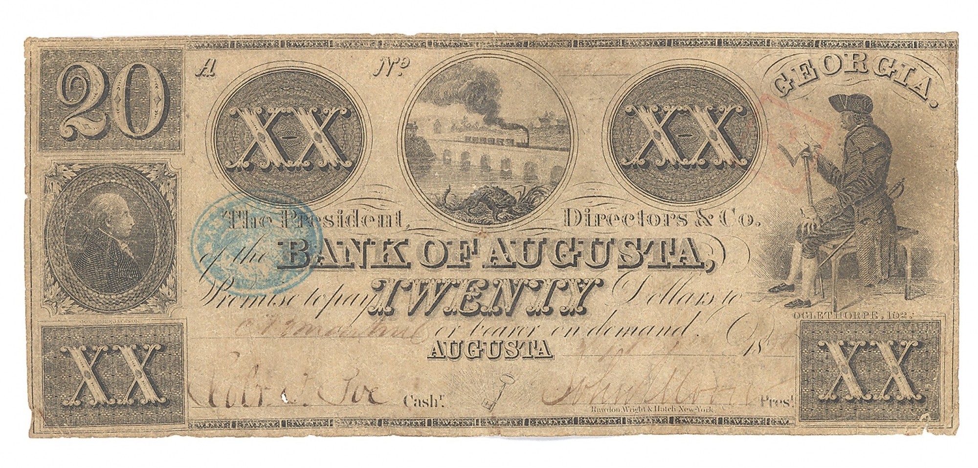 THE BANK OF AUGUSTA, GEORGIA $20 NOTE