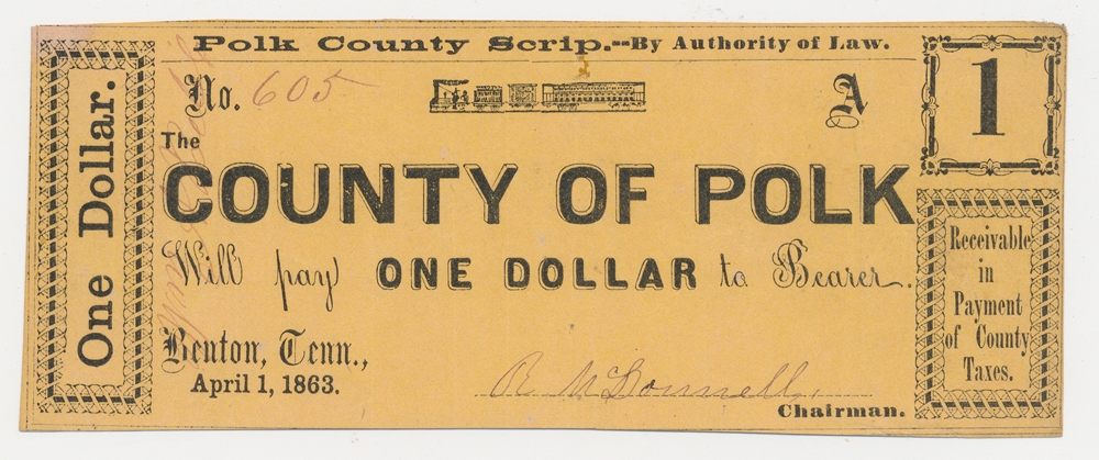 1863 TENNESSEE $1 NOTE