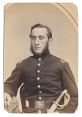 TRIMMED ALBUMEN PHOTO OF LIEUTENANT WITH UNUSUAL BELT BUCKLE