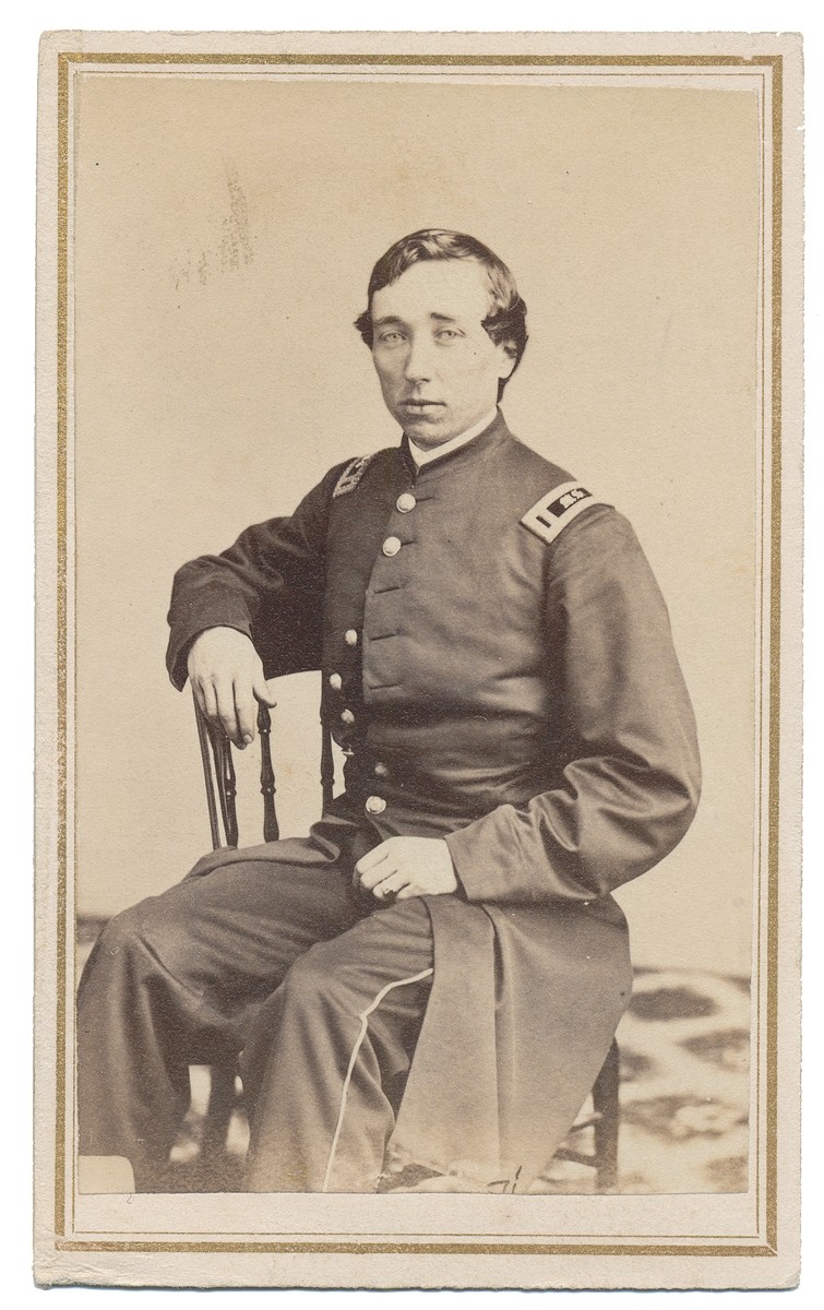 NICE CLEAR SEATED VIEW OF UNION OFFICER WITH “MS” STRAPS