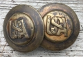 PAIR OF US CIVIL WAR INTERTWINED “USA” ROSETTES FOR ARTILLERY