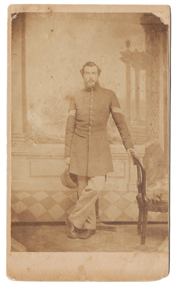 FULL STANDING CDV OF MOH RECIPIENT SGT. FRANCIS MCMILLEN, 110TH OHIO INFANTRY