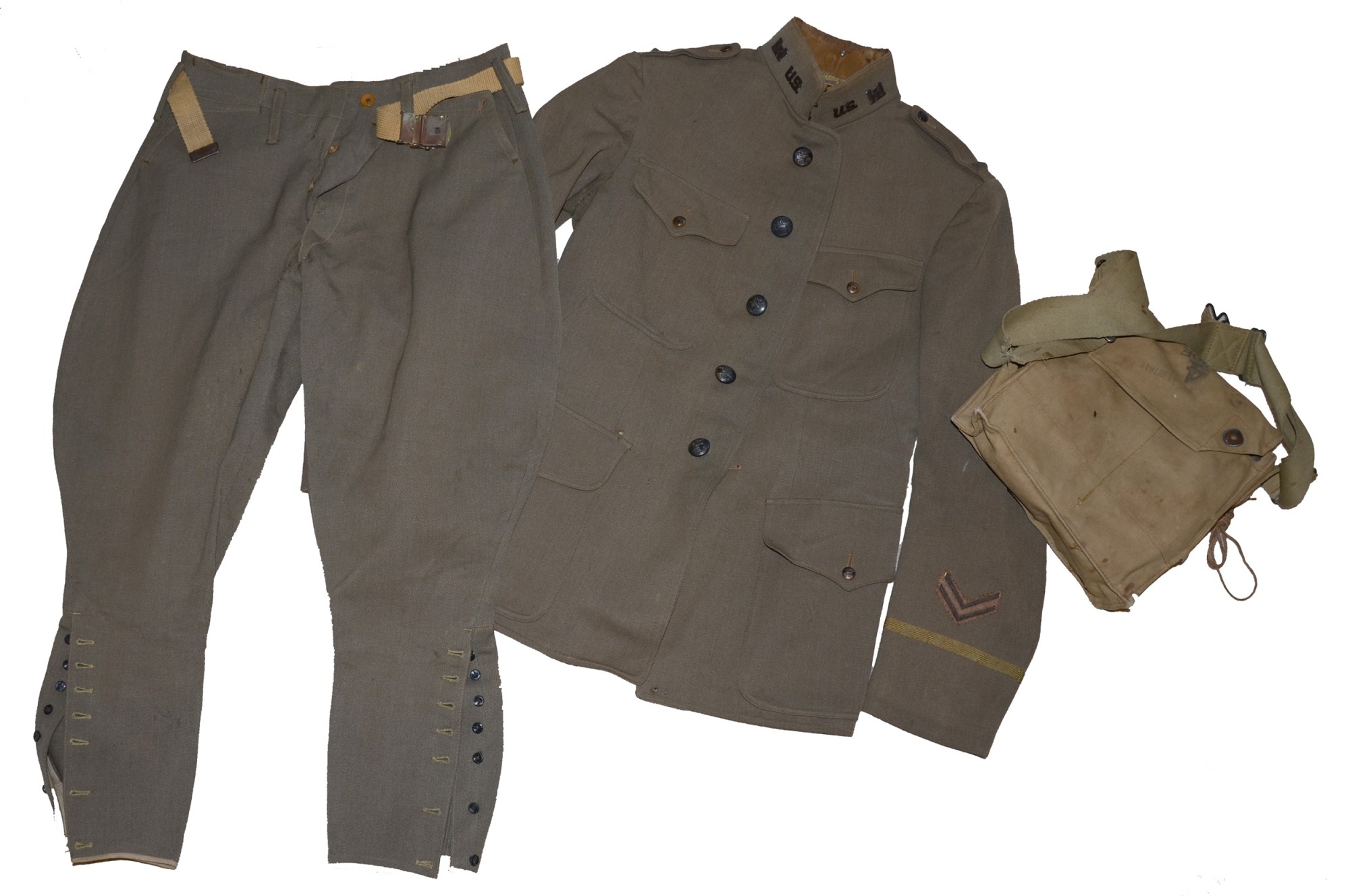 WORLD WAR ONE UNIFORM GROUP ID'D TO 302ND ENGINEER OFFICER