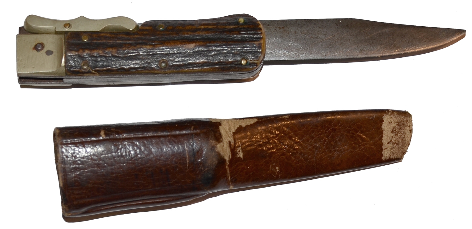 FIERCE LOOKING WORLD WAR TWO FOLDING KNIFE WITH ID
