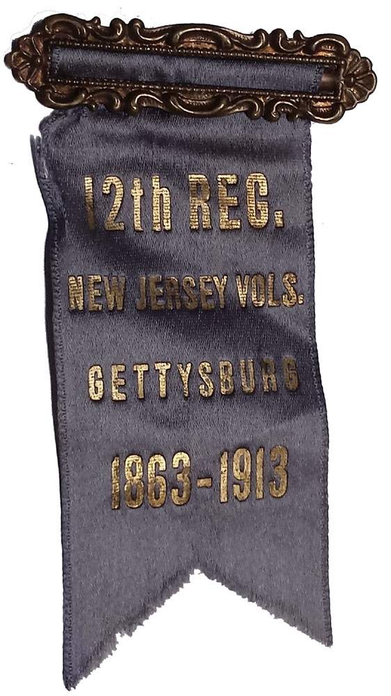 GETTYSBURG 50TH ANNIVERSARY RIBBON FOR 12TH NEW JERSEY INFANTRY