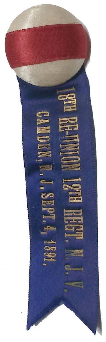 12TH NEW JERSEY INFANTRY REUNION RIBBON, 1891