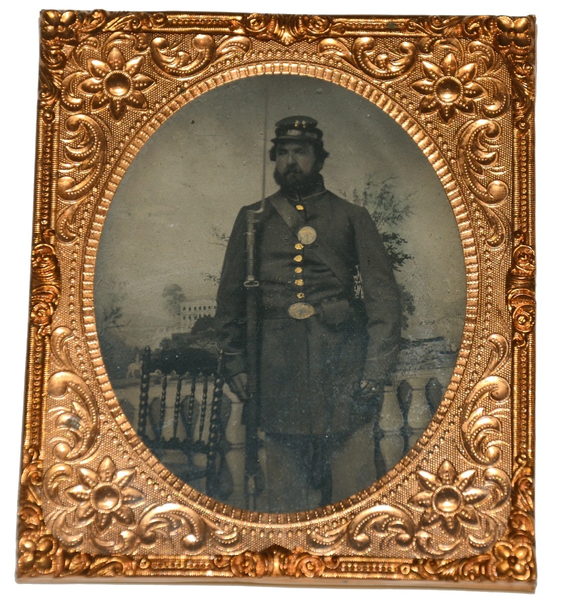 SIXTH PLATE TINTYPE OF ARMED US INFANTRYMAN