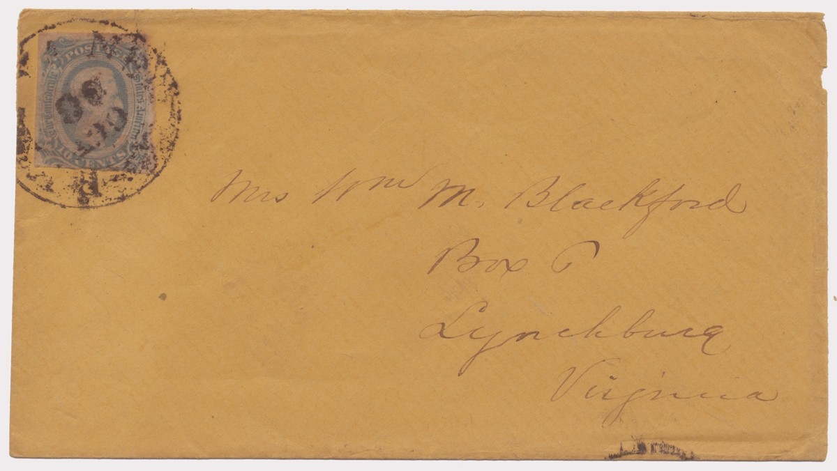 USED CONFEDERATE COVER WITH STAMP AND POSTMARK