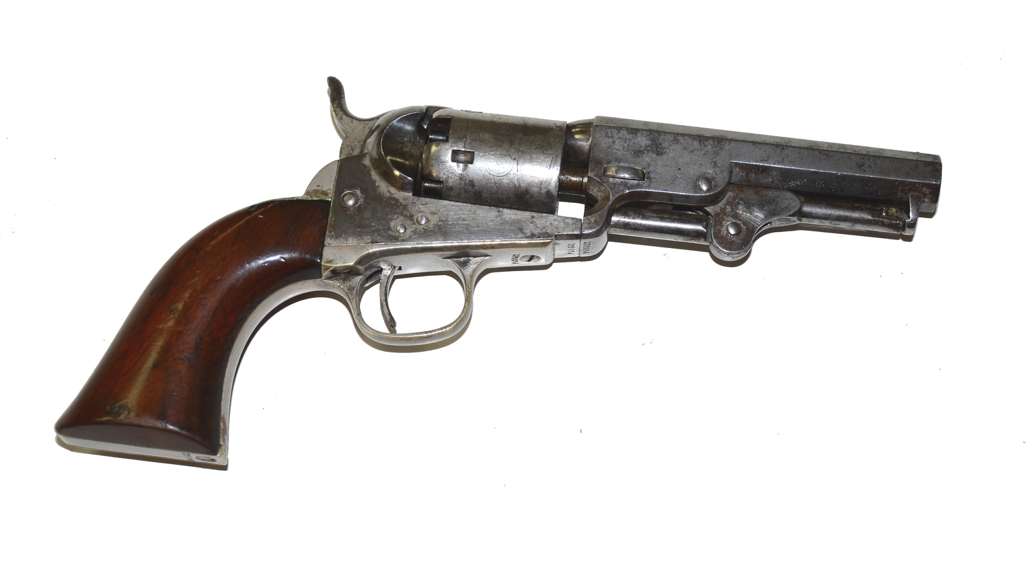 IDENTIFIED SILVER PLATED MODEL 1849 POCKET COLT MADE IN EARLY 1857P ID'D TO NEW YORK SERGEANT - 
