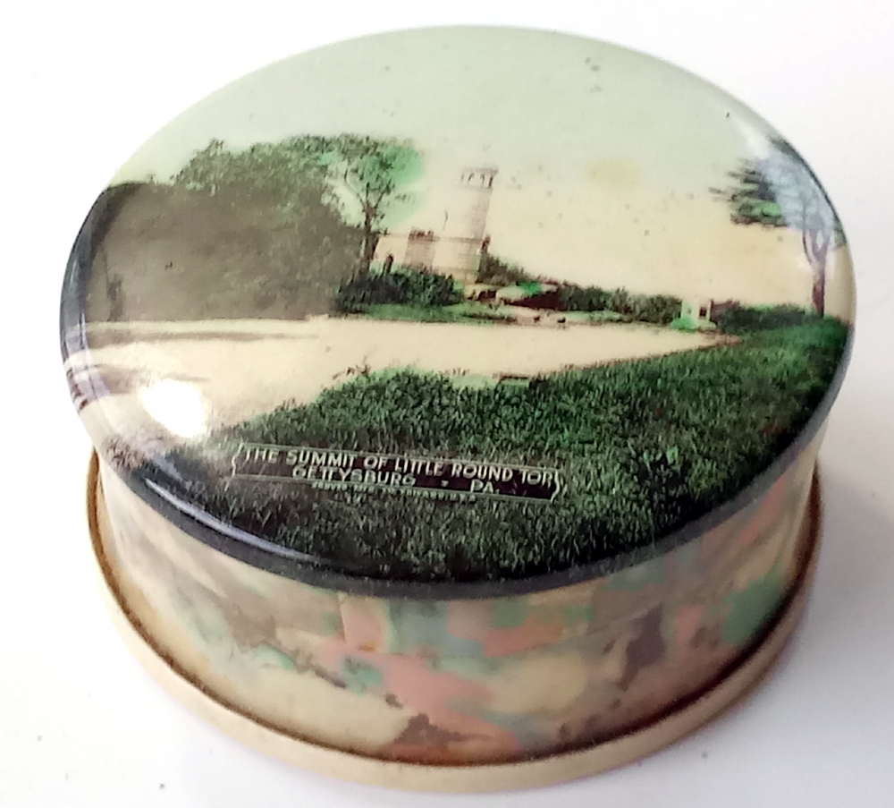 GETTYSBURG SOUVENIR CELLULOID BOX WITH MIRRORED LID