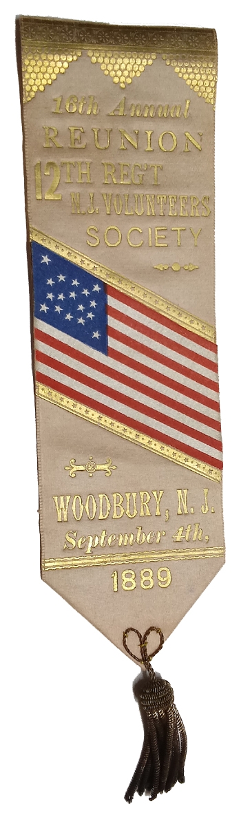 12TH NEW JERSEY INFANTRY REUNION RIBBON, 1889