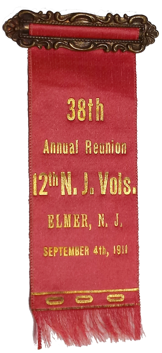 REUNION RIBBON FOR 12TH NEW JERSEY INFANTRY, 1911