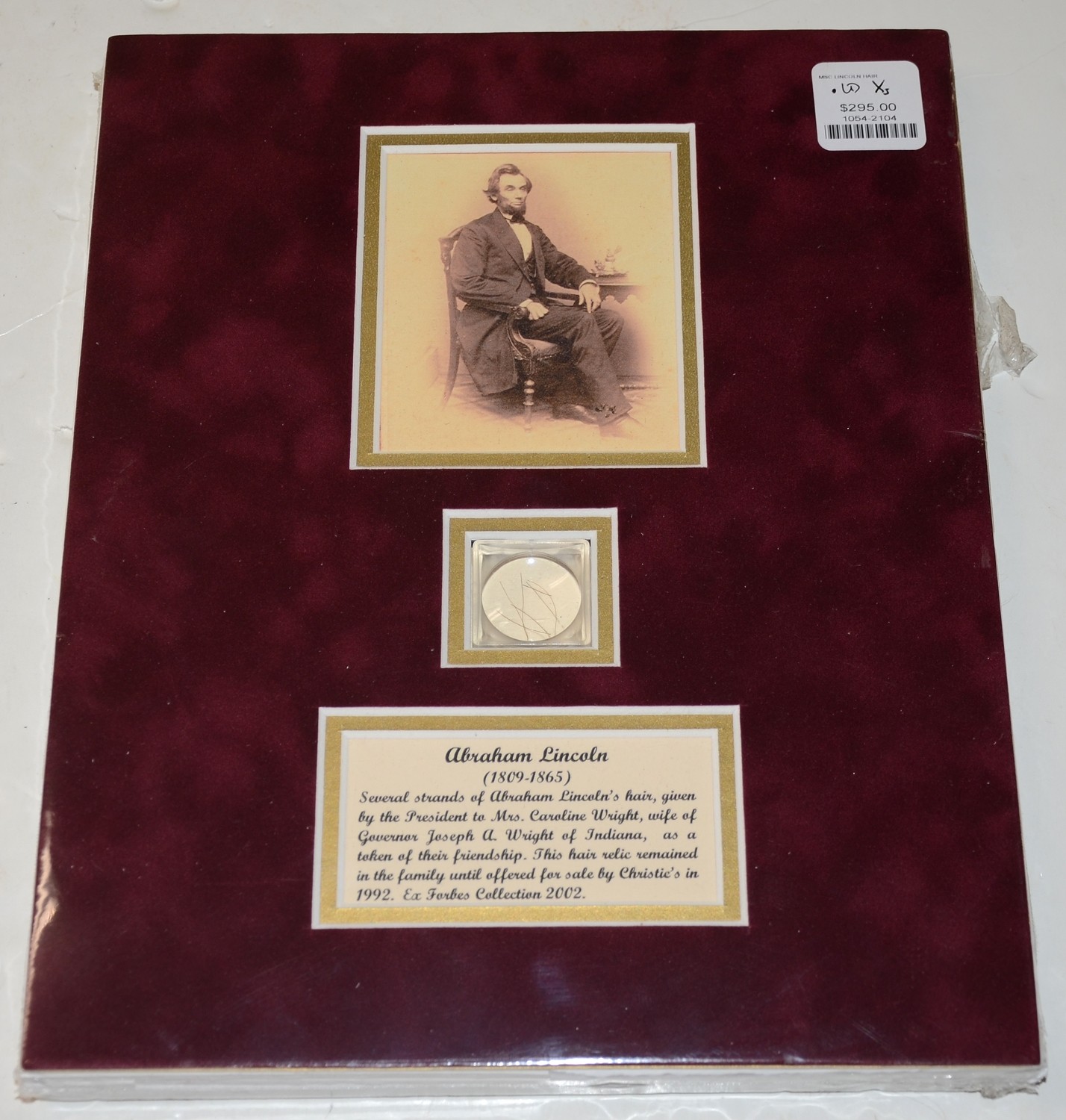 STRANDS OF PRESIDENT ABRAHAM LINCOLN’S HAIR