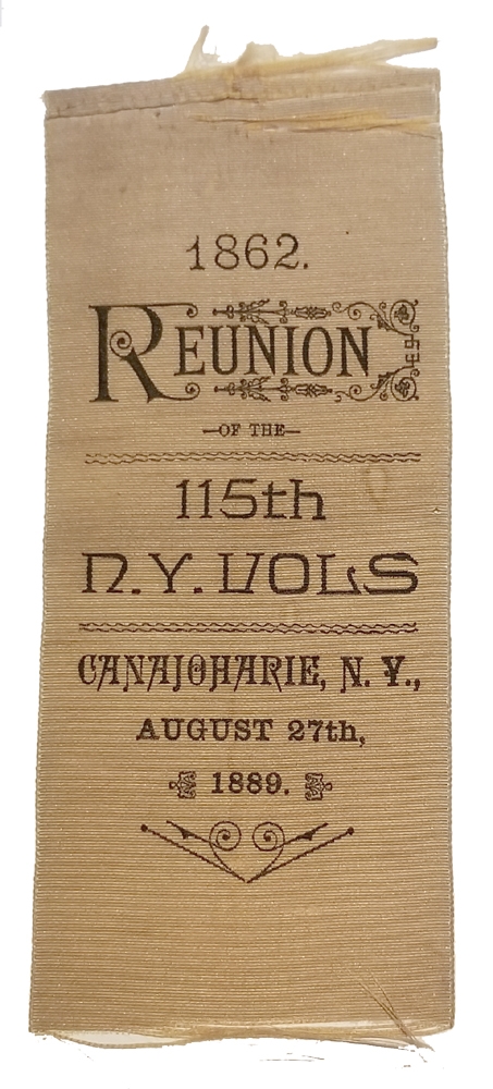 REUNION RIBBON- 115th N.Y. VOLS. CANAJOHARIE, 1889
