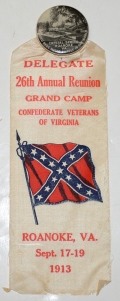 DELEGATE BADGE FOR THE CONFEDERATE VETERANS OF VIRGINIA 1913