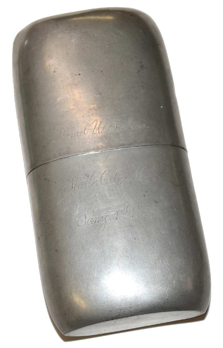 TWO PIECE CIVIL WAR PERIOD FLASK IDENTIFIED TO MISSOURI MURDER VICTIM
