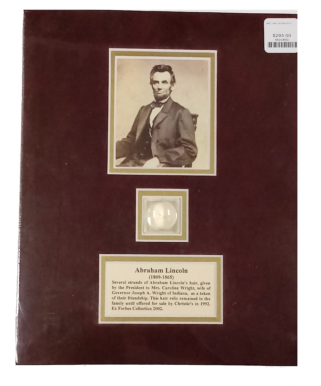STRANDS OF PRESIDENT ABRAHAM LINCOLN’S HAIR