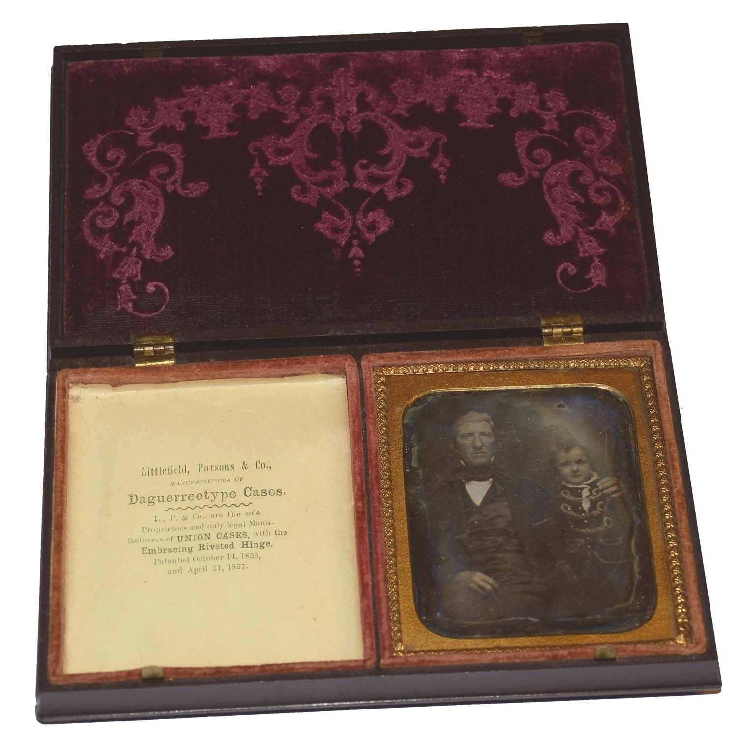 DOUBLE UNION CASE WITH ONE DAGUERREOTYPE OF MAN & BOY