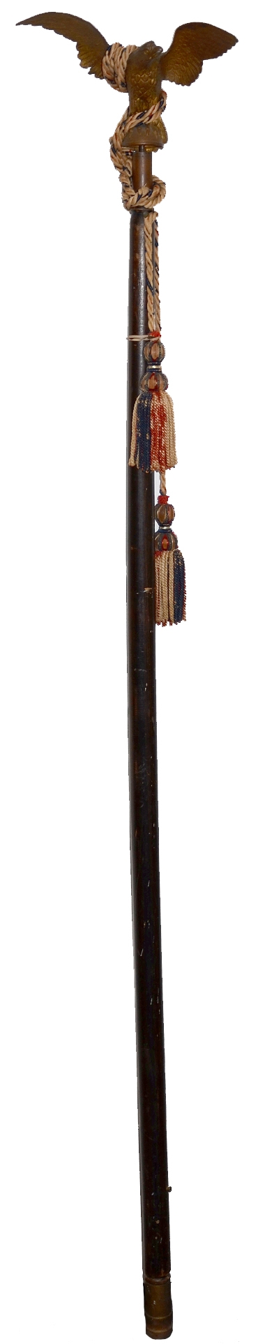 CIVIL WAR REGIMENTAL COLOR FLAGSTAFF WITH DYNAMIC EAGLE FINIAL AND ORIGINAL CORDS