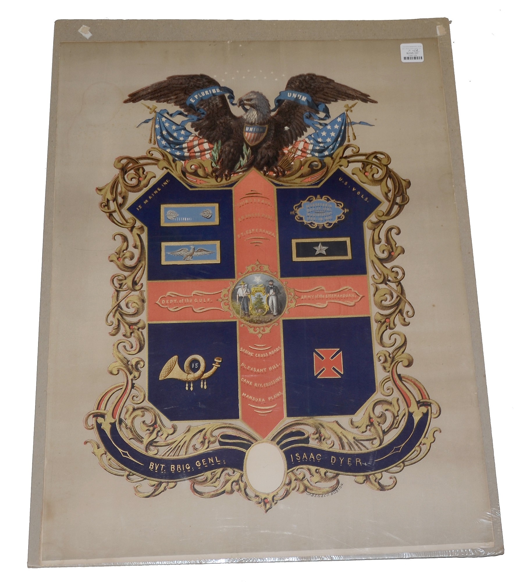 CIVIL WAR VETERAN’S ESCUTCHEON OF BREVET BRIGADIER GENERAL ISAAC DYER