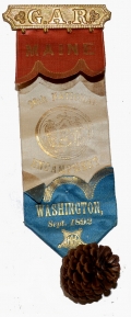 1892 GAR NATIONAL ENCAMPMENT RIBBON, WASHINGTON, COL. DYER ESTATE 15th MAINE